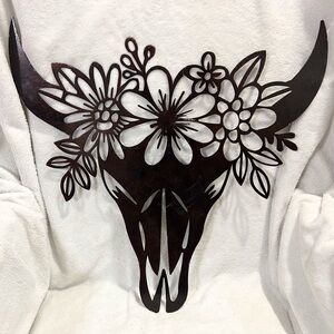 Floral Bull Skull Wall Art